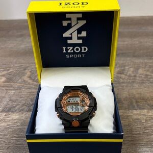 IZOD Sport Digital Watch – Black & Rose Gold – Model IZ02189BU – In Box